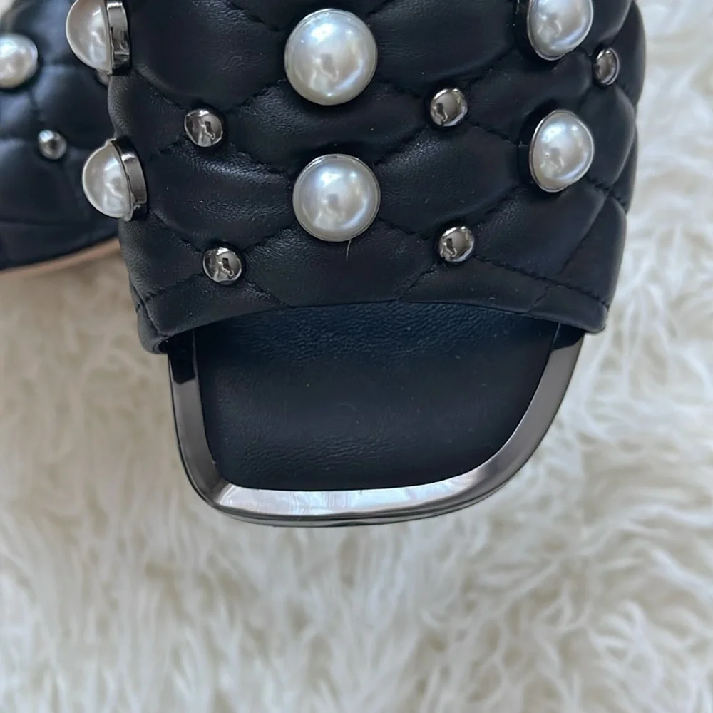 NEW Karl Lagerfeld - Black Amina Studded Heeled Mule - Picture 2 of 11